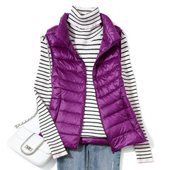 Ultra Light Down Vest Women Short Vest Windproof Lightweight Warm Waistcoat