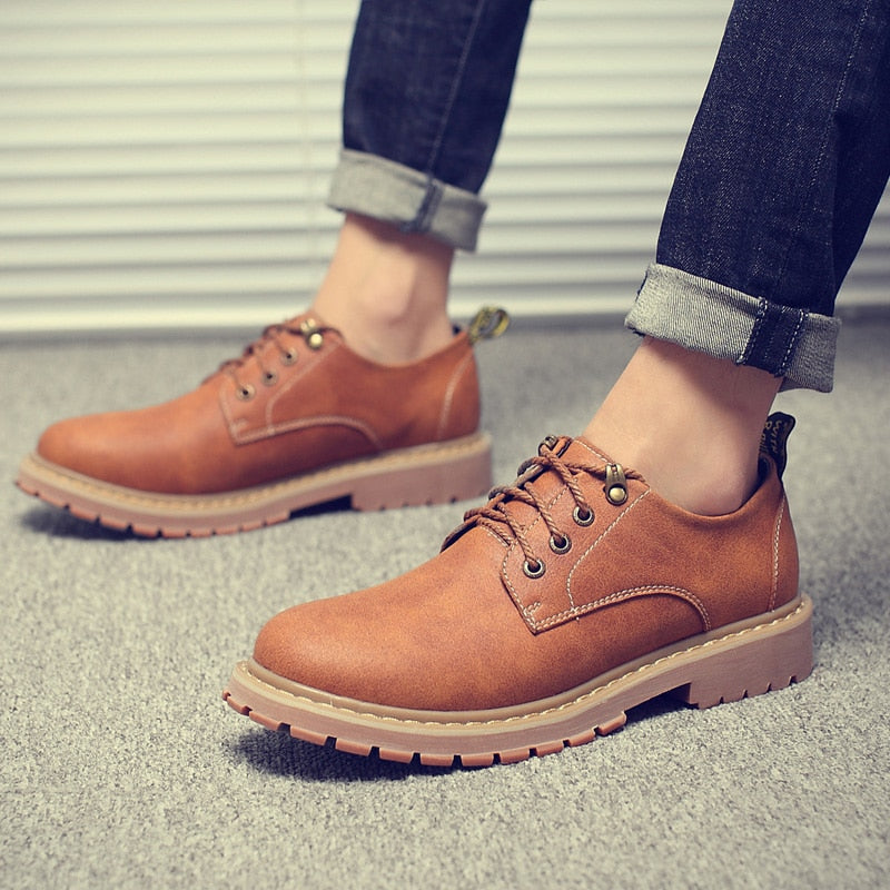 Men Casual Shoes Men Martins Leather Shoes Work Safety Shoes