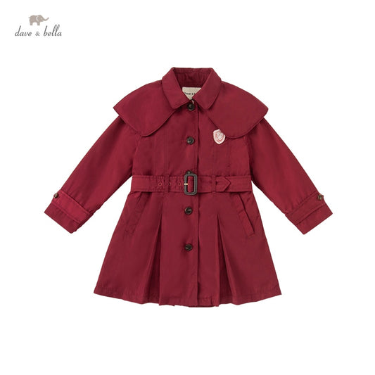 autumn kids girls fashion solid button pockets hooded coat