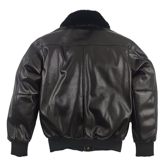 Men's Winter Retro Leather Jacket Outwear Bomber Jacket Winderbreaker