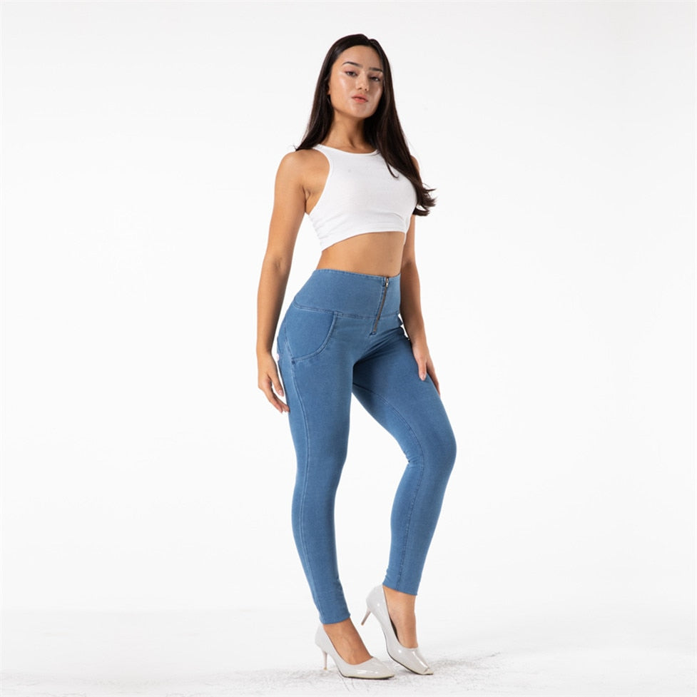 Fit Jeans Full Length Push Up Skinny Slim High Waist Four Ways