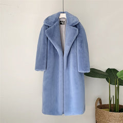 Women Winter Warm Faux Fur Coat Thick Women Long Coat Turn Down