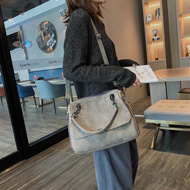 Casual Shoulder Handbags Soft Scrub Leather Crossbody Bags