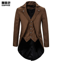 Gothic Victorian Tailcoat Jacket Men Steampunk Medieval Cosplay Costume Male