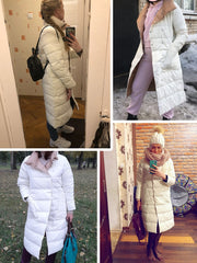 Women Double Sided Down Long Jacket Winter 90% White - 90shopping Co LLC