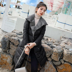 Women Double Sided Down Long Jacket Winter 90% White - 90shopping Co LLC