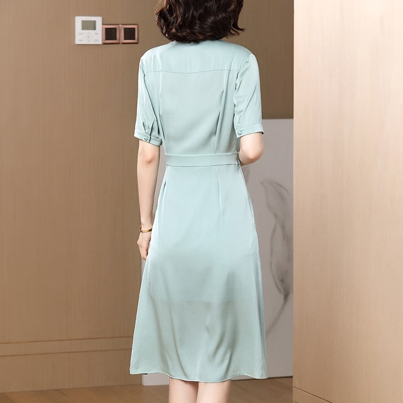 pure silk dress of mulberry silk in summer