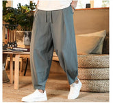 Japanese Loose Men Cotton Linen Pants Male Summer Breathable