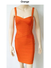 Women Spaghetti Strap Rayon HL Elastic Celebrity Bandage Dress