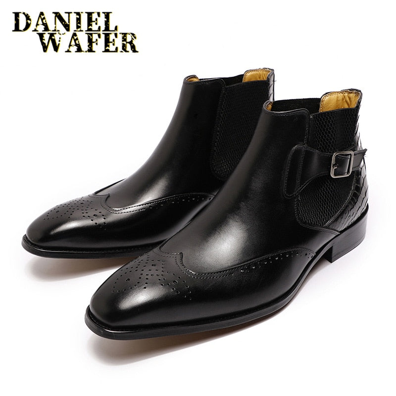 Luxury Brand Men Chelsea Casual Boots High Quality Genuine Leather