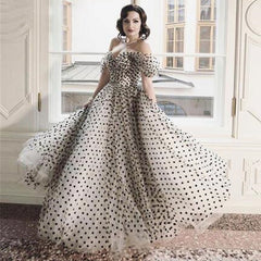 Homecoming Dresses: Black Dots Tulle Prom Dresses Formal Evening Gowns