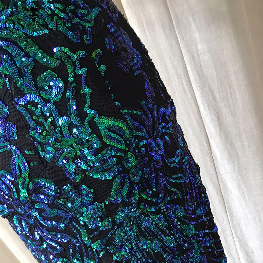 Evening wear Dresses: Green Mermaid Evening Dresses Floral Lace Prom Gown