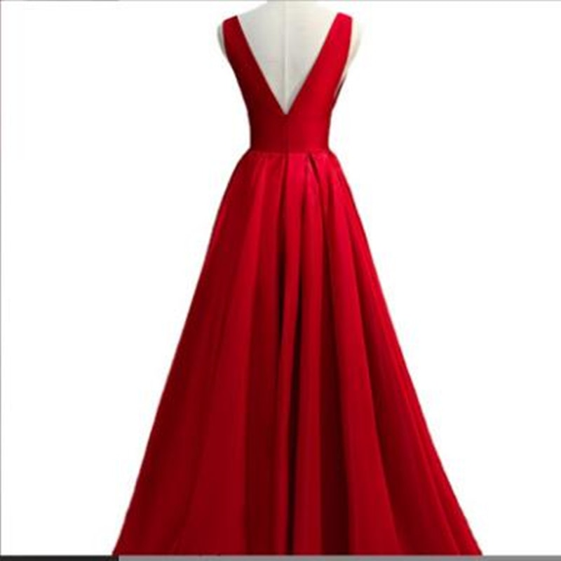 Homecoming Dresses: Evening Dresses V-Neck Sleeveless Dress Prom Gown