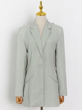 Backless Diamond Blazer Tops Female Lapel Collar Long