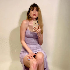 Beachwear Holiday Spring Knitted Sweater Dress Women Spaghetti Strap Strapless