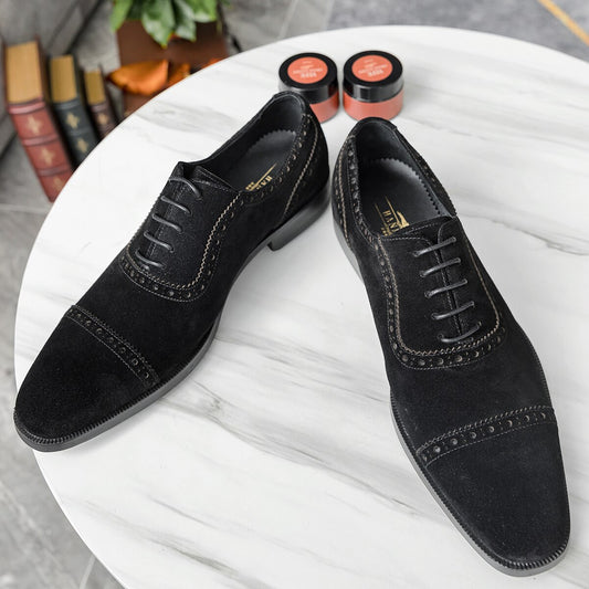 Oxford Wedding Dress Party Shoes Brown Black Slip-On Leather
