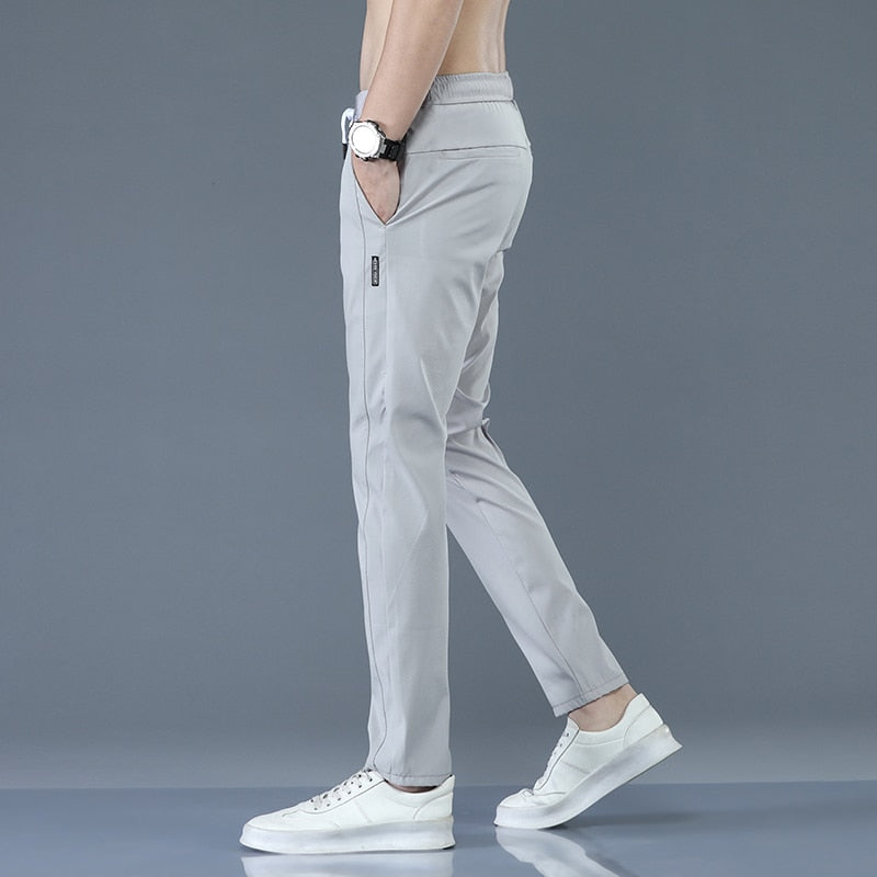 Men Trousers Spring Summer Thin Green Solid Color