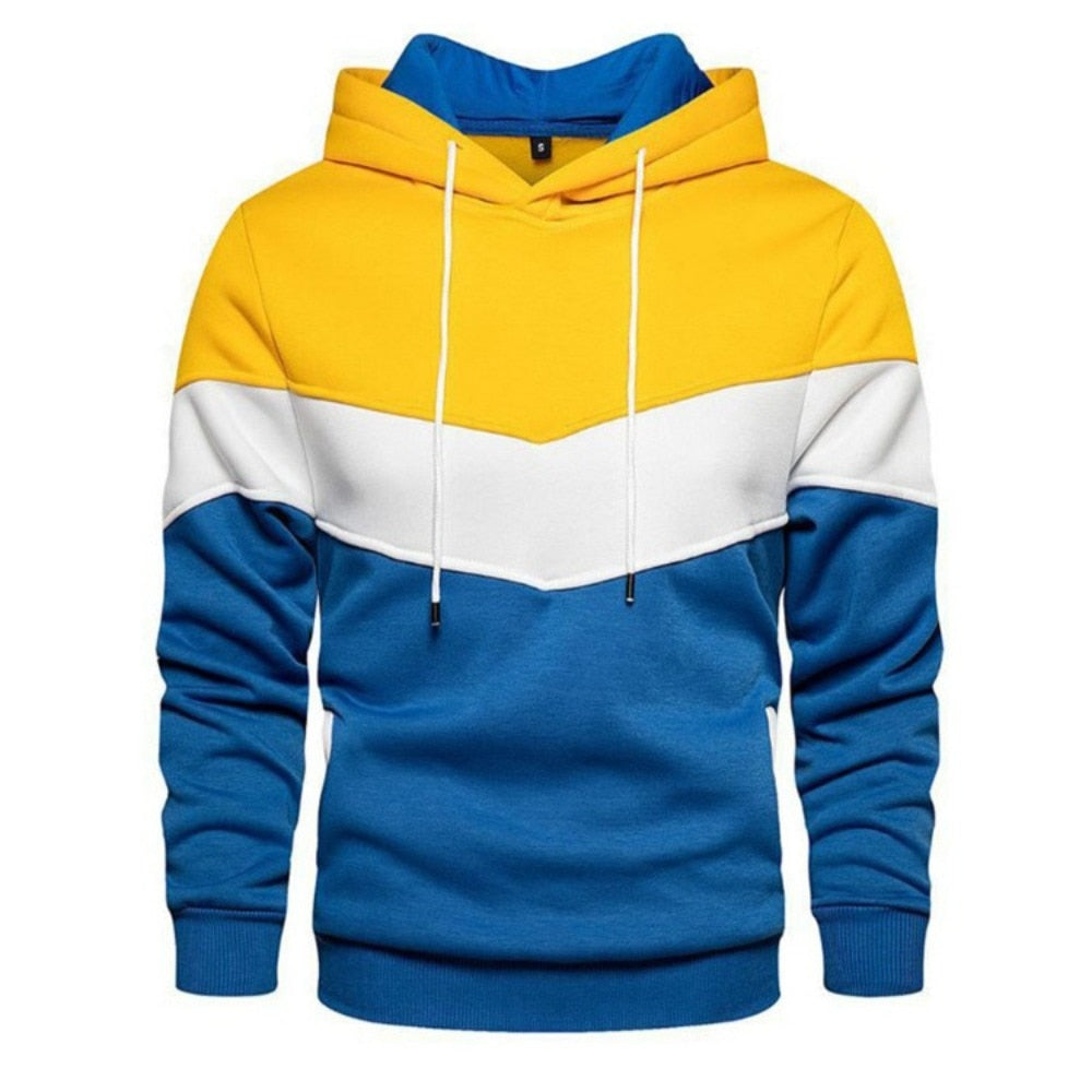 Men Fleece Sweater Panel Hoodie Casual Sports Sweater Jacket