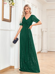Evening wear Dresses: V-Neck Evening Dresses Women Party Maxi Dress
