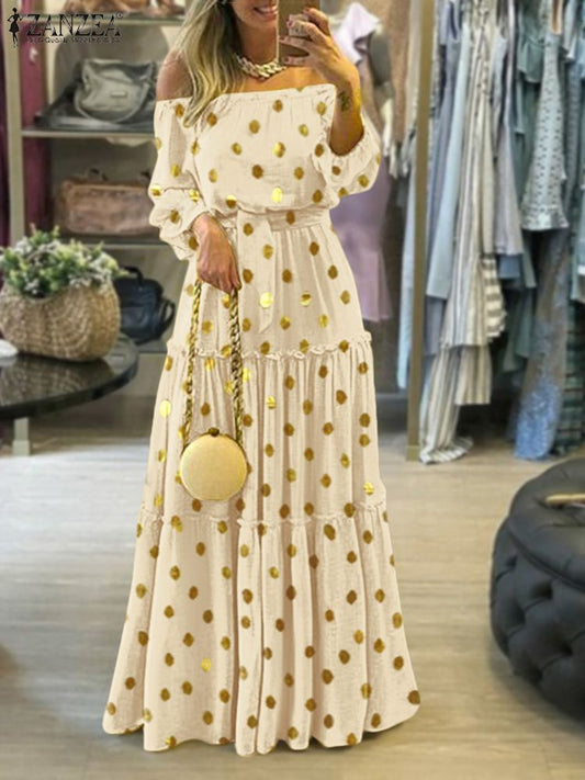 Fashion Off Shoulder Vestidos Female Lace Up Belted Dresses Beach