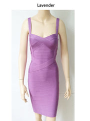 Women Spaghetti Strap Rayon HL Elastic Celebrity Bandage Dress