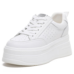 Fujin 8cm Genuine Leather Women Casual Shoes Chunky Sneakers Platform Wedge