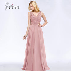 Homecoming Dresses: Pink Prom Dress V Neckline Lace Appliques Crystal Stones Beads