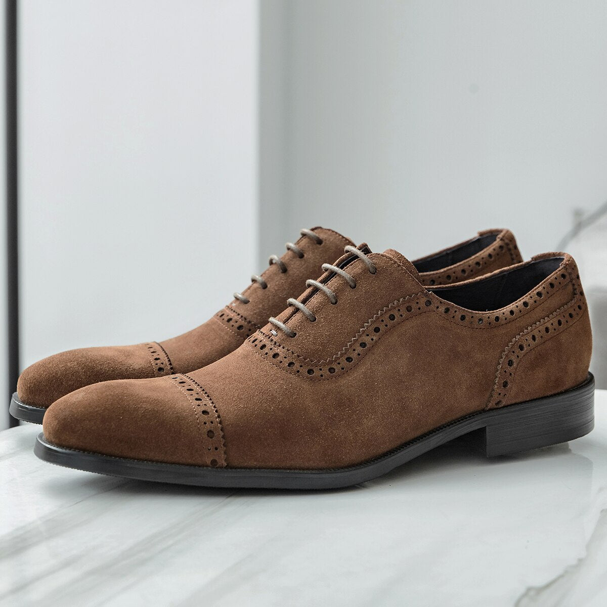 Oxford Wedding Dress Party Shoes Brown Black Slip-On Leather