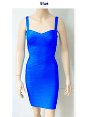 Women Spaghetti Strap Rayon HL Elastic Celebrity Bandage Dress