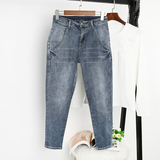 8XL Jeans Women With High Waist Harem Pants Casual Boyfriend Jeans Female