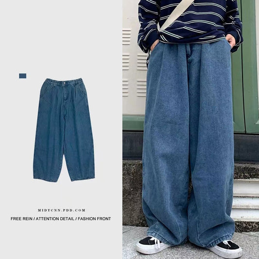 Streetwear multi-pocket jeans cargo pants Loose Plus Size Wide Leg Pants