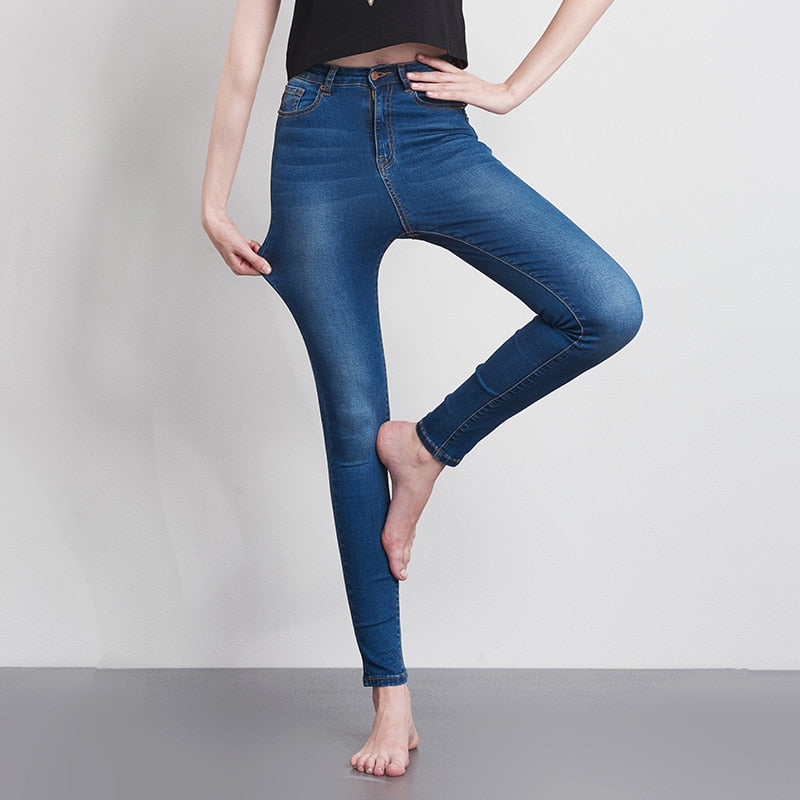 Women Jeans Casual High Waist Summer Autumn Pant Slim Stretch Cotton Denim Trousers