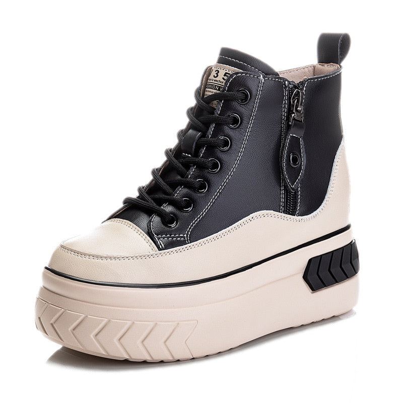 Fujin High Top Women Shoes Genuine Pleather 8cm Platform