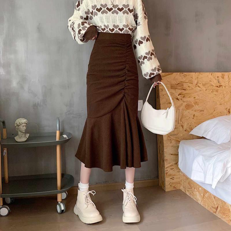Lucyever Fashion High Waist Midi Skirts for Women Plus Size S-2XL Slim Fit Hip