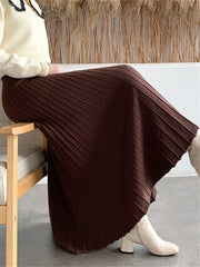 Thicken Women Knitted A-line Skirt Elegant Autumn