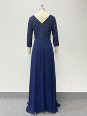 Evening wear Dresses: Plus Size Women Elegant V-neck Half Sleeve Sequin