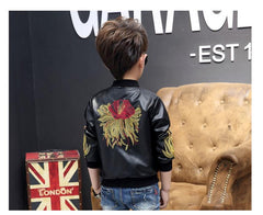 Spring Autumn Children Boys Girls leather jacket Fashion