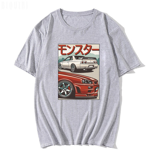 T Shirt for Men CRX Initial D Japan Style Retro 90s Del Sol 100% Cotton Short