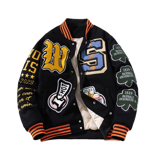 Embroidery Varsity Jacket Men Women Letter Winter American Baseball Jacket