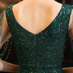 Evening wear Dresses: Beaded Long Formal Dress Women Bodycon Maxi Dress