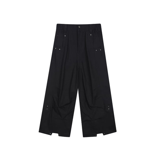 Men Pants Darkwear Pleats Loose Wide Leg Trousers Trend