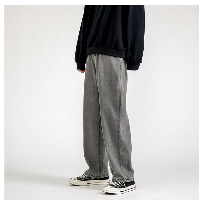Korean Fashion Men Baggy Jeans Classic Unisex Man Straight