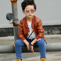 Spring Autumn Children Boys Girls leather jacket Fashion