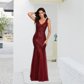 Evening wear Dresses: Women Elegant Double V-neck Cocktail Dress Mermaid