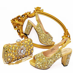 Matching Shoes and Bags: Fashion Ladies High Heel Slippers and Bags Set