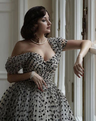 Homecoming Dresses: Black Dots Tulle Prom Dresses Formal Evening Gowns