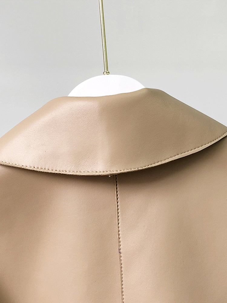 Fashion Faux Soft Leather Jacket Women Loose PU Leather Short Coat One