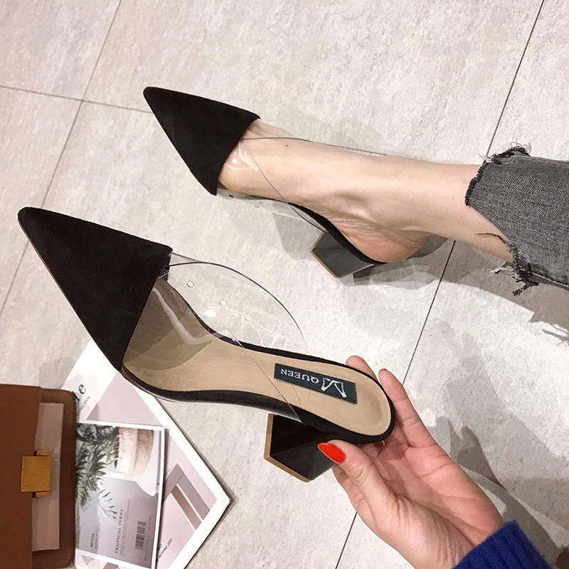 Square heel High heels Muller slippers women summer shoes women Fashion