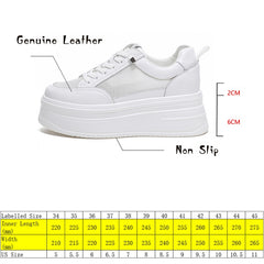 Fujin 8cm Genuine Leather Women Casual Shoes Chunky Sneakers Platform Wedge