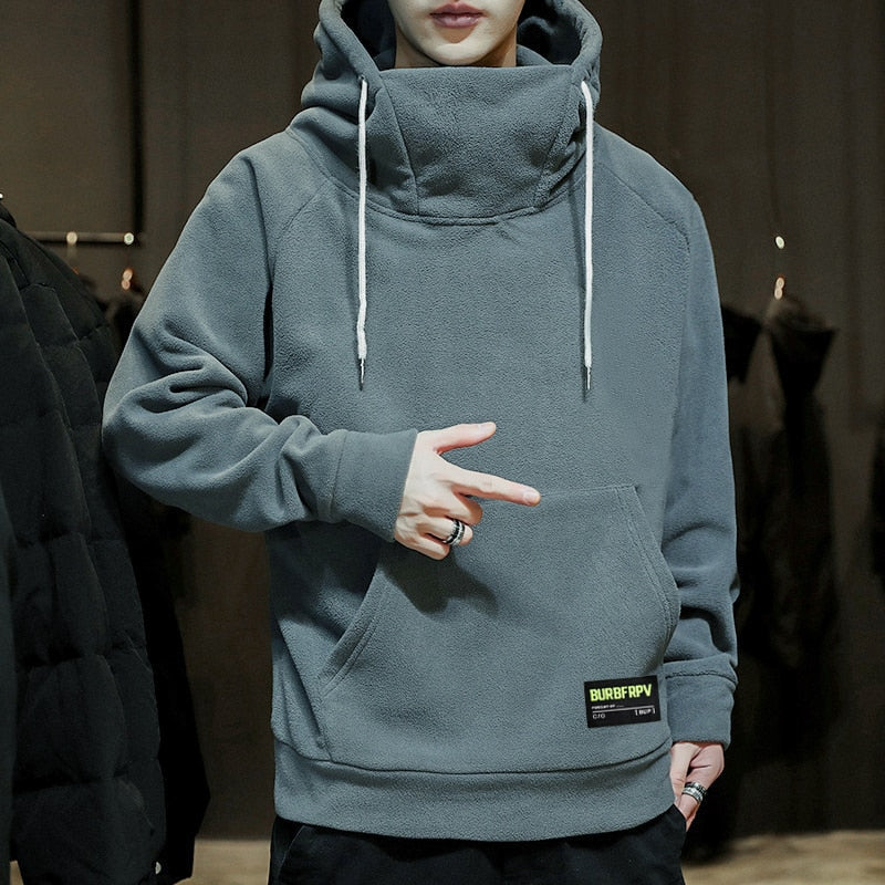 Men Thick Polar Fleece Sweatshirt Paired Couple Y2k Streetwear Autumn Winter